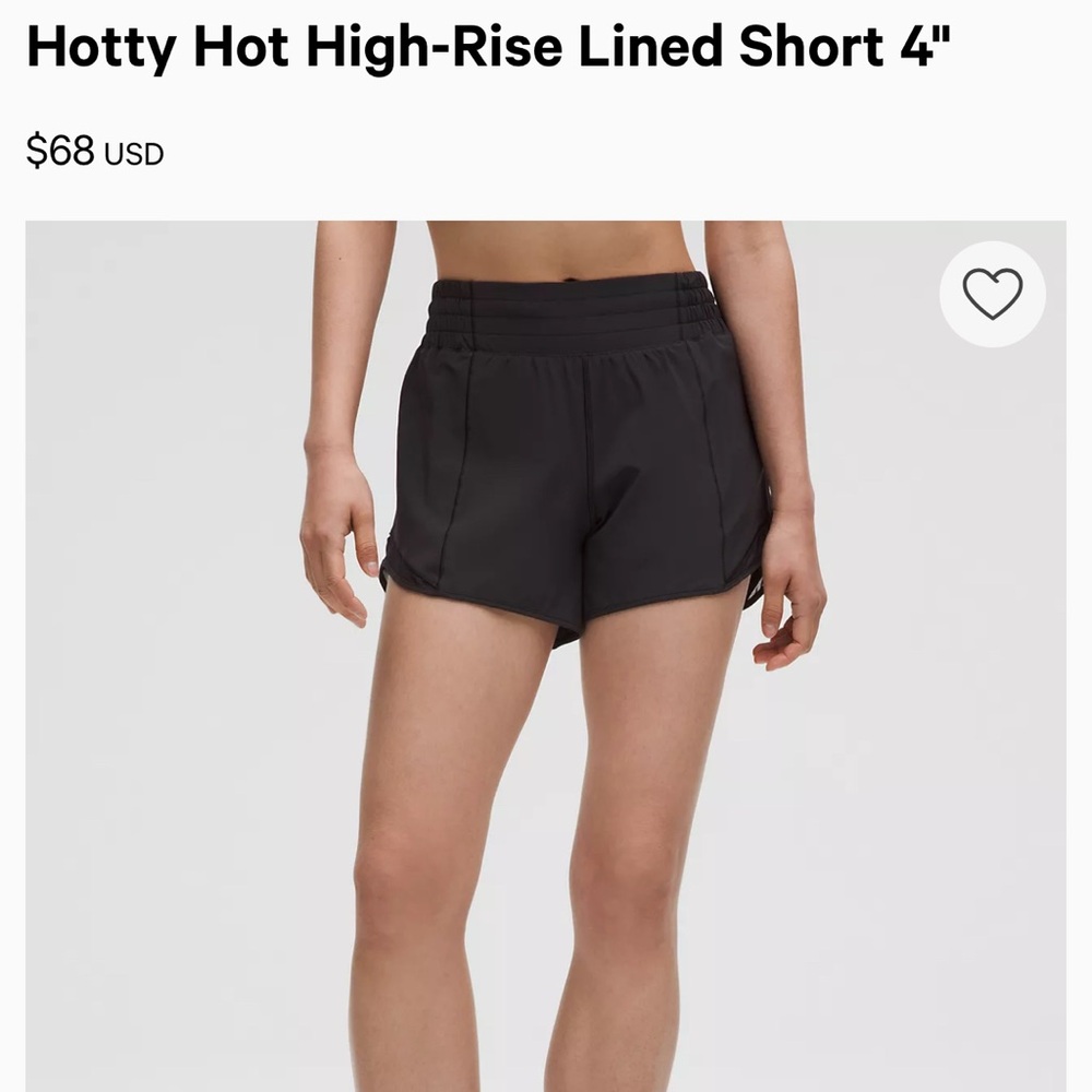 Lululemon Athletica Black Athletic Shorts High-Rise Lined